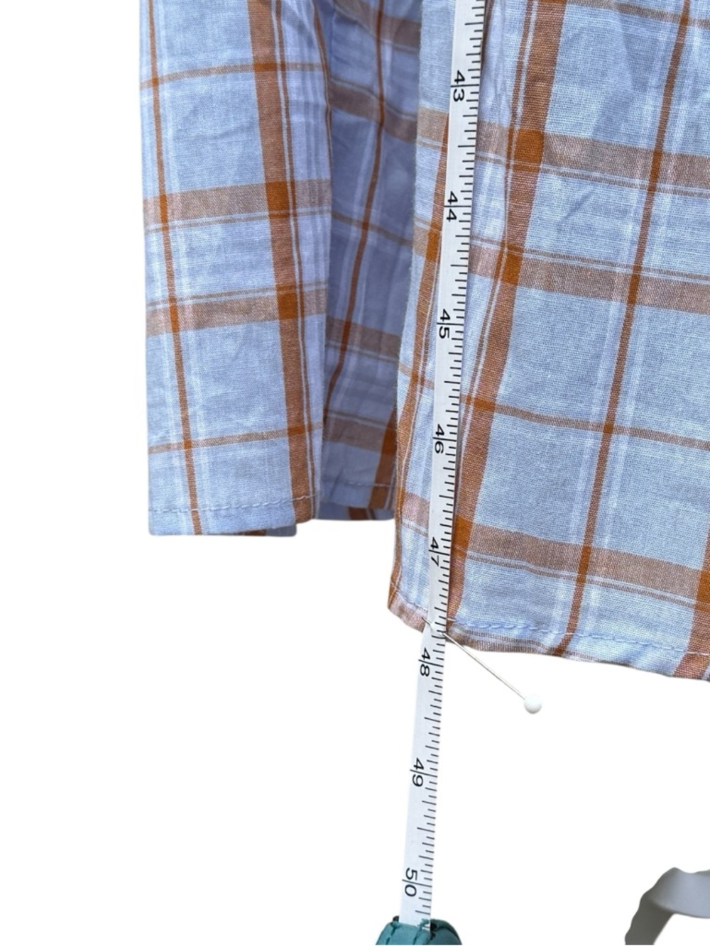 NWT English Factory Plaid Ruffle Midi Dress in Light Blue and Tan size Small - Picture 8 of 14